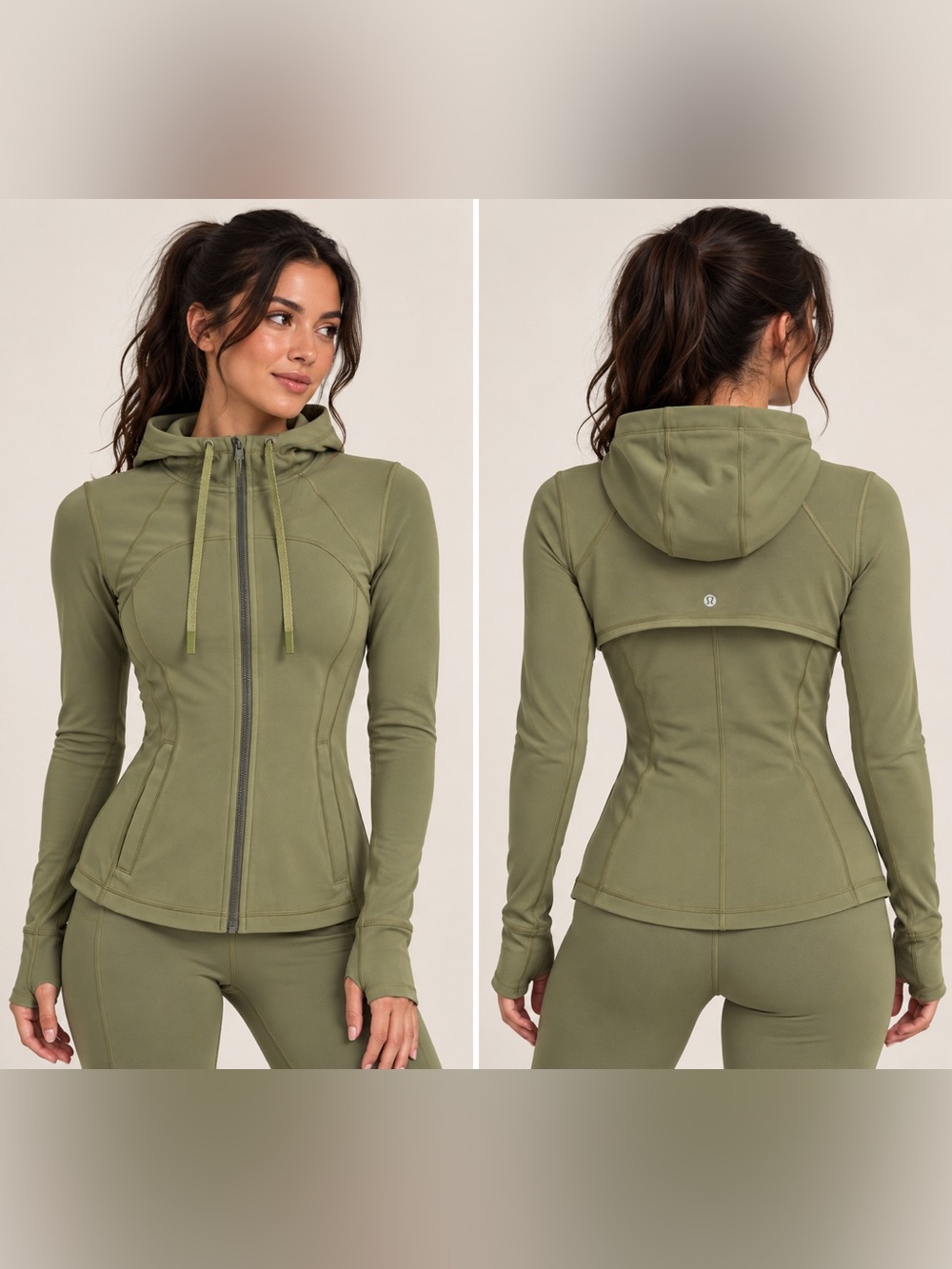 lululemon athletica Olive Green Hooded define Jacket